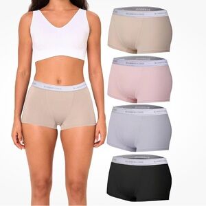BAMBOO COOL 4 Pack Boyshort Underwear Soft Lightweight Moisture, Small, NWT